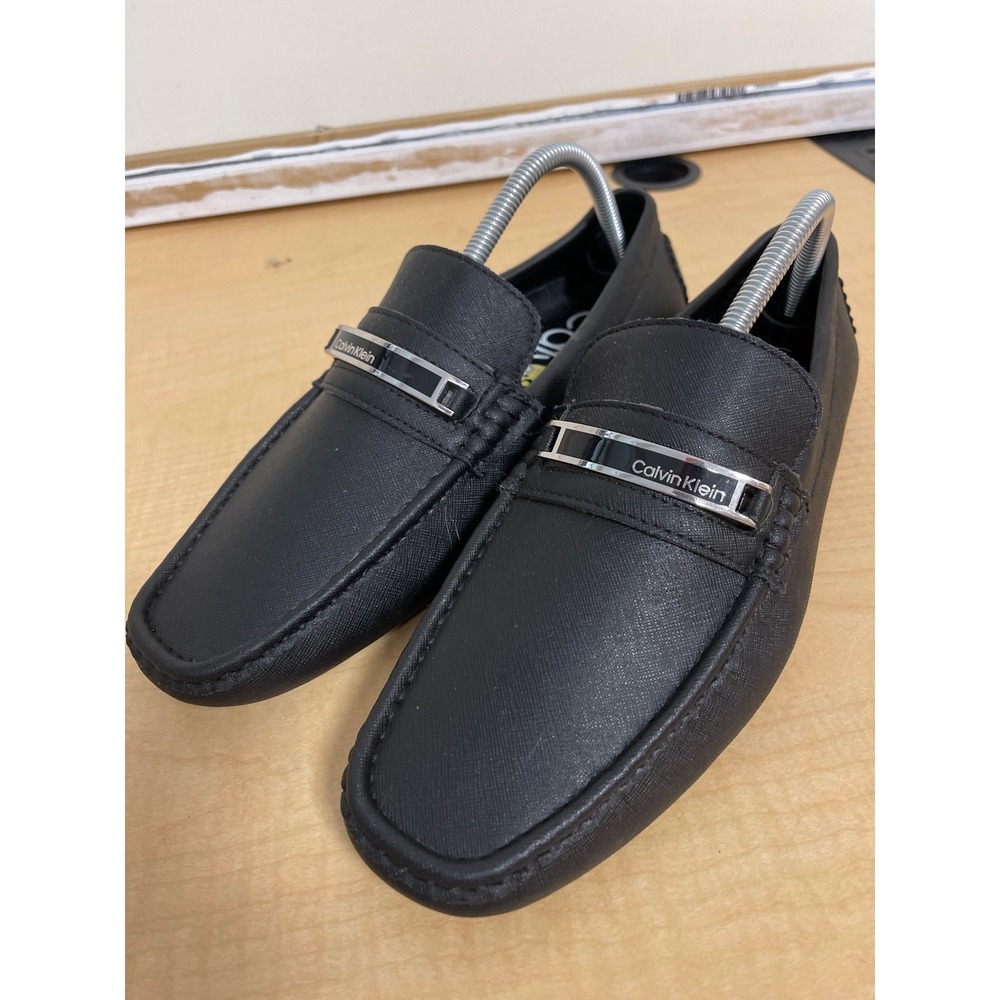 Calvin Klein Mens Merve Black Saffiano Driver Loafers Size 9 M CMMERVE